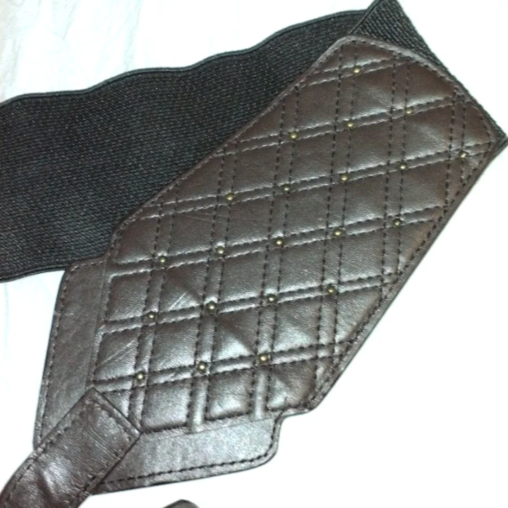 BELT 'Puff Quilt' Faux‎ Leather BROWN 33